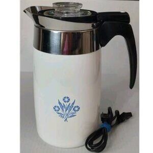 Vintage Corning ware Electric Cornflower 10 Cup Coffee Percolator Coffee Pot